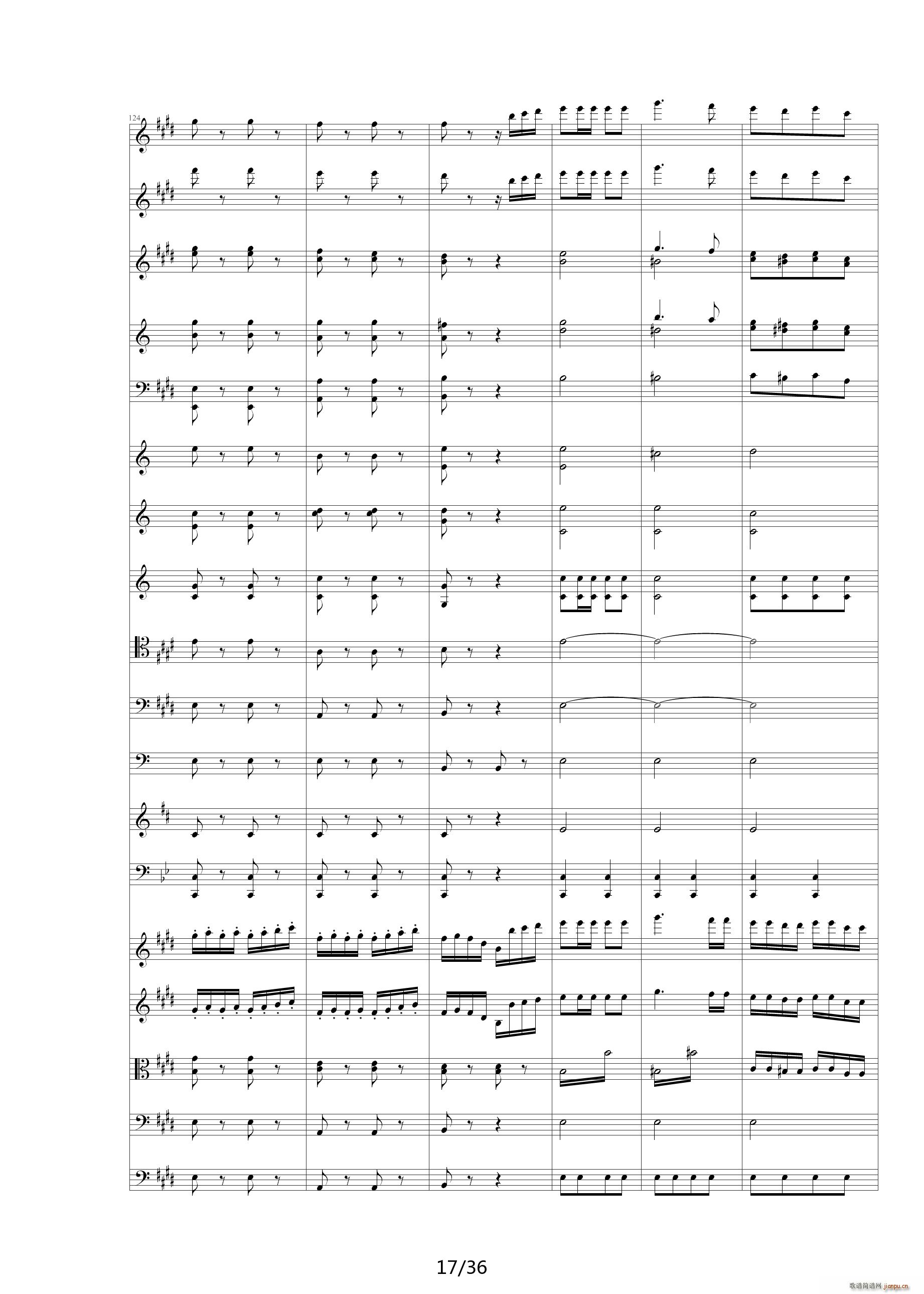 威廉退尔序曲原版扒谱 E调17