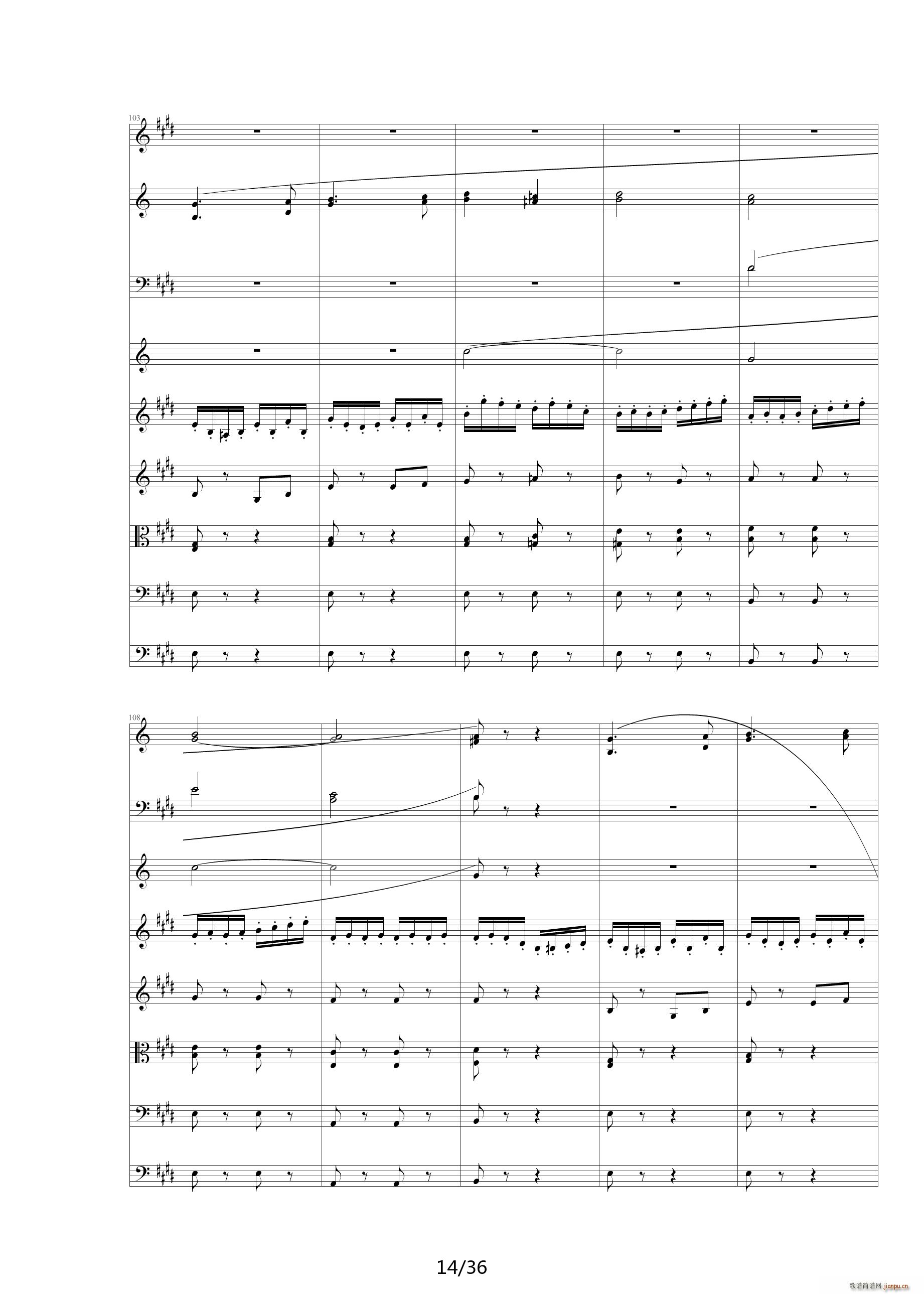 威廉退尔序曲原版扒谱 E调14