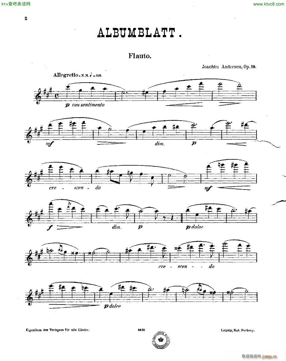 Andersen op 19 Album Blatt fl pno2