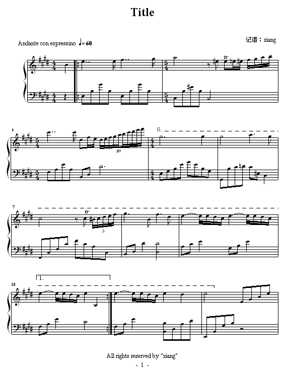 佐为在小光梦境中出现的钢琴曲-钢琴谱(钢琴曲)-动漫影视1