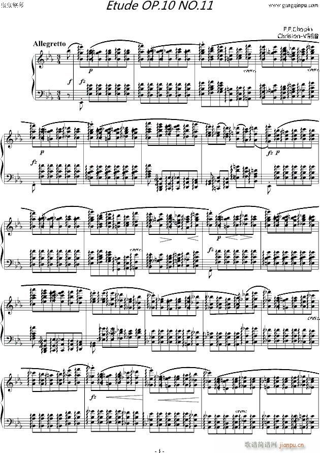 练习曲-Etude OP 10 No 11_肖邦 chopin1