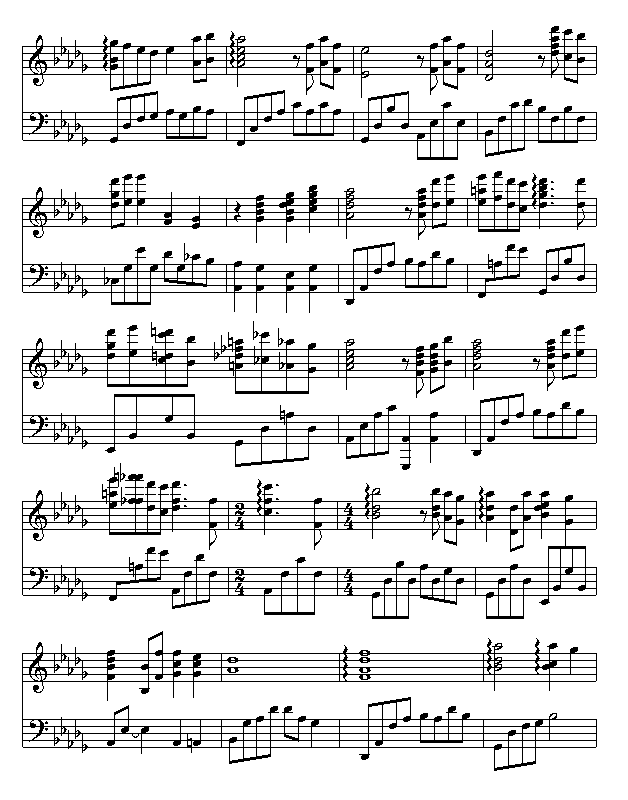 幽灵公主片尾曲-钢琴谱(钢琴曲)-动漫影视4