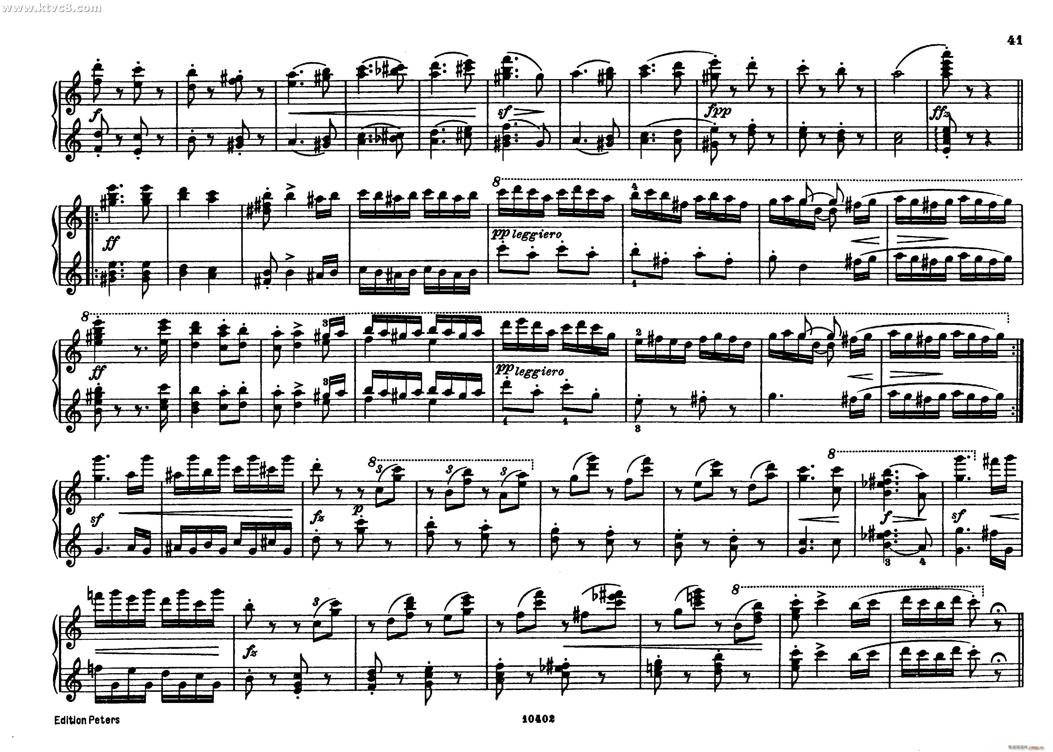 勃拉姆斯匈牙利舞曲 钢琴四手联弹40
