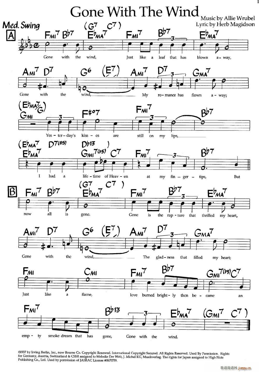 Gone With The Wind（爵士钢琴曲）1