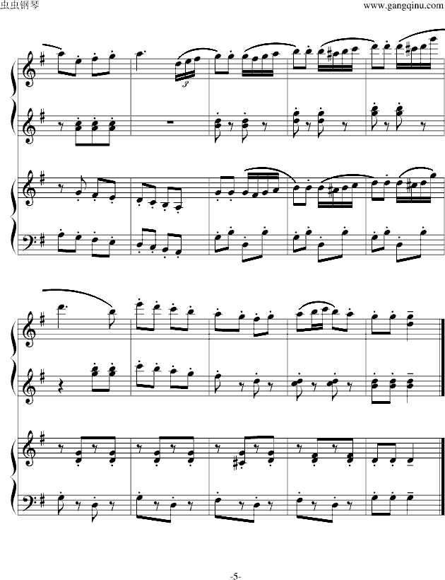 巡逻兵进行曲- 四手联弹-钢琴谱(钢琴曲)-弗兰克・米查姆5