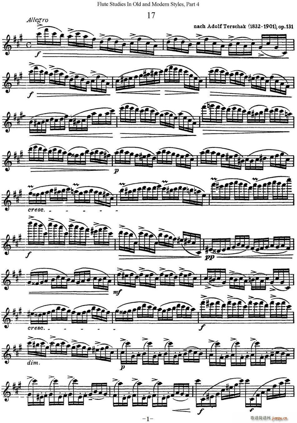 斯勒新老风格长笛练习重奏曲(第四部分)(NO 17-NO 18)1