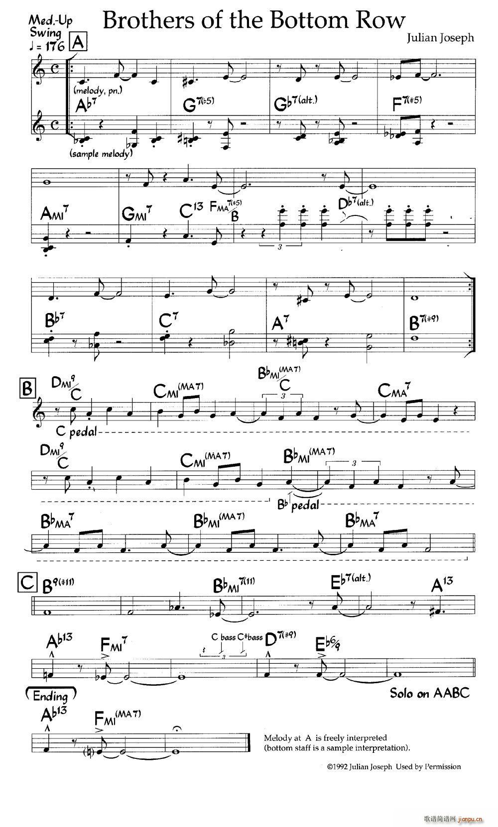 Brothers of the Bottom Row（爵士钢琴曲）1