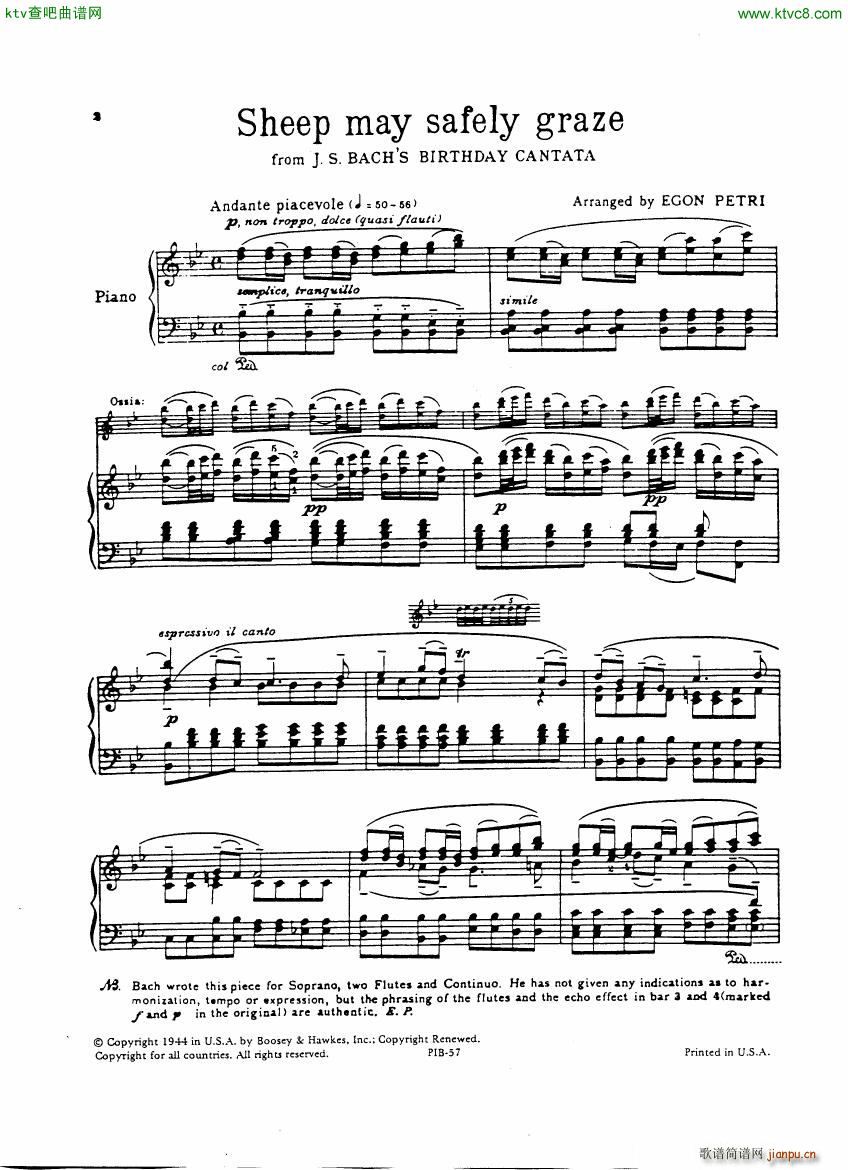 Bach JS BWV 208 Sheep May Safely Graze arr Petri1