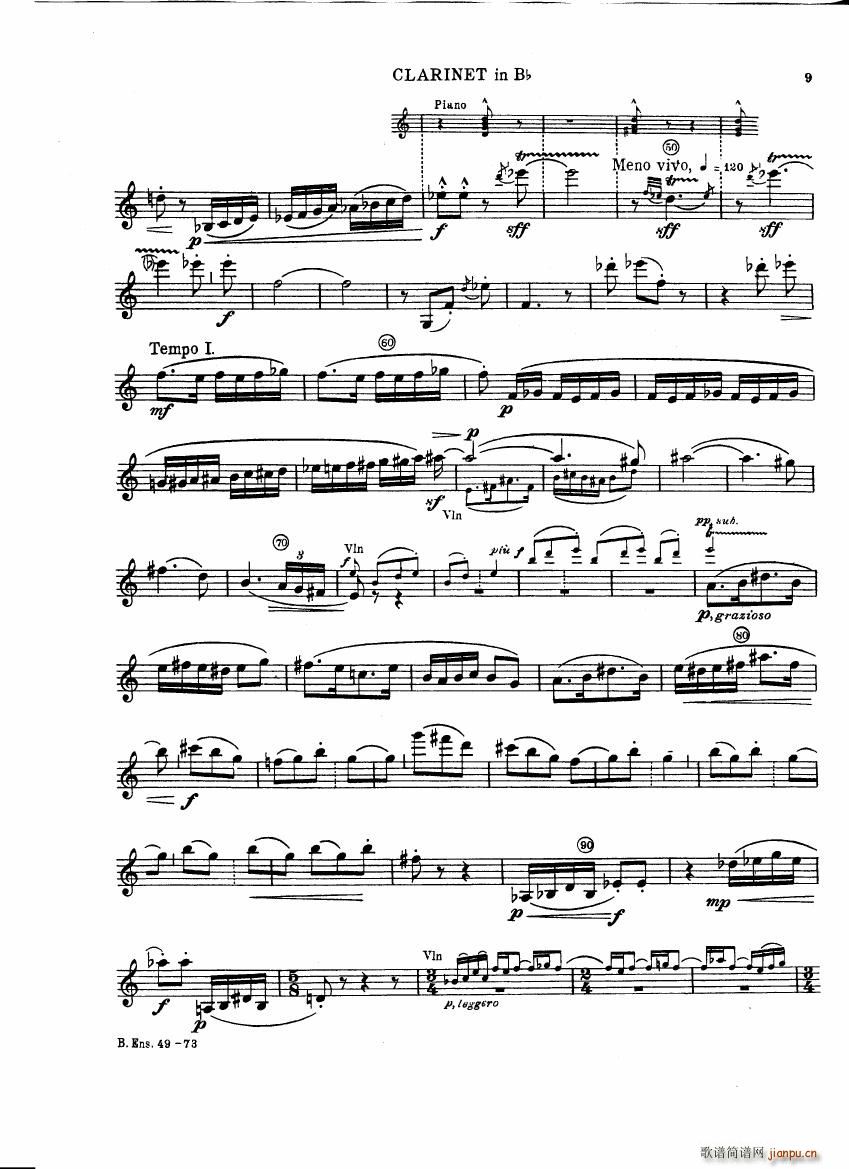 Bartok SZ 111 Contrasts clarinets A and Bb9