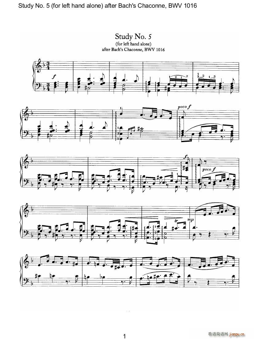 Bach Brahms BWV1016 Chaconne as Etude 5 left hand1