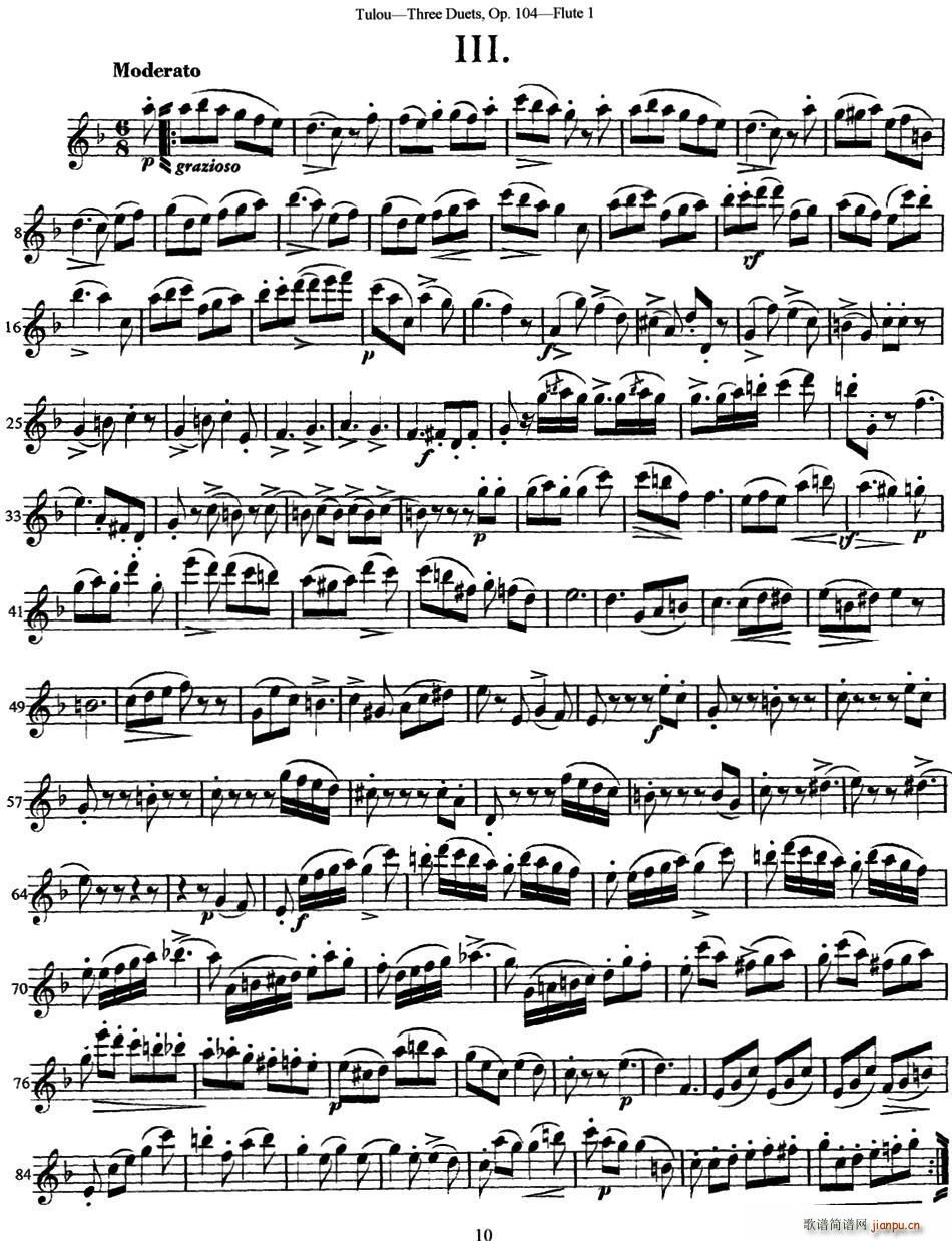 图露三首长笛简易重奏曲Op 104(Flute 1)(NO 3)1