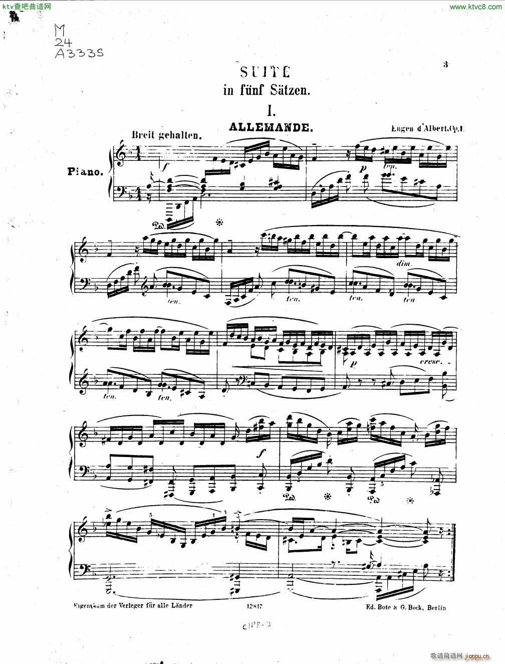 D Albert op 1 Suite in funf Satzen1