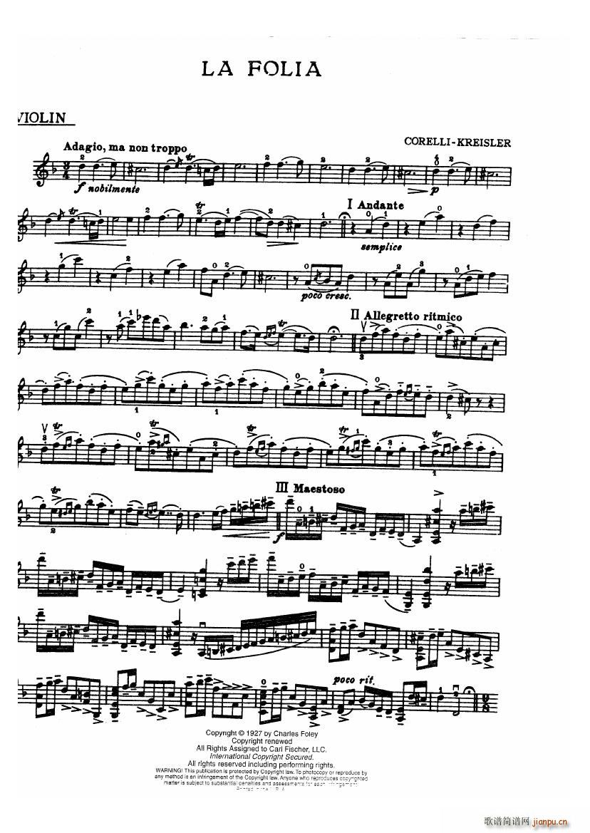 Corelli La folia for Violin1