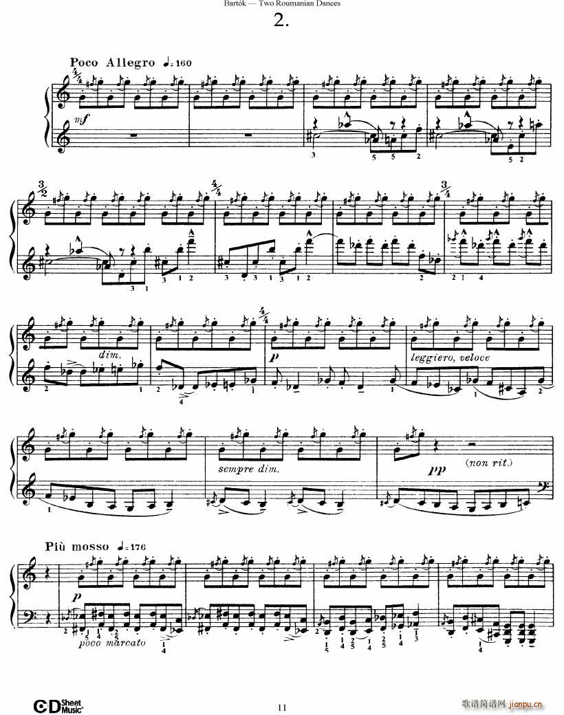 Bartok SZ 43 Two romanian dances op8a11