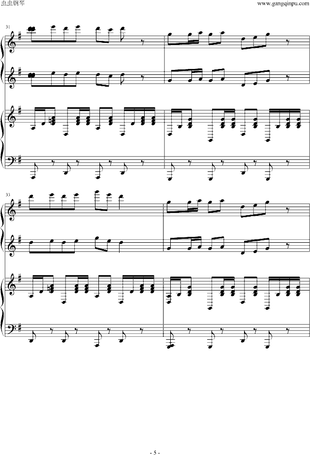 《金蛇狂舞》双钢琴版-钢琴谱(钢琴曲)-聂耳5