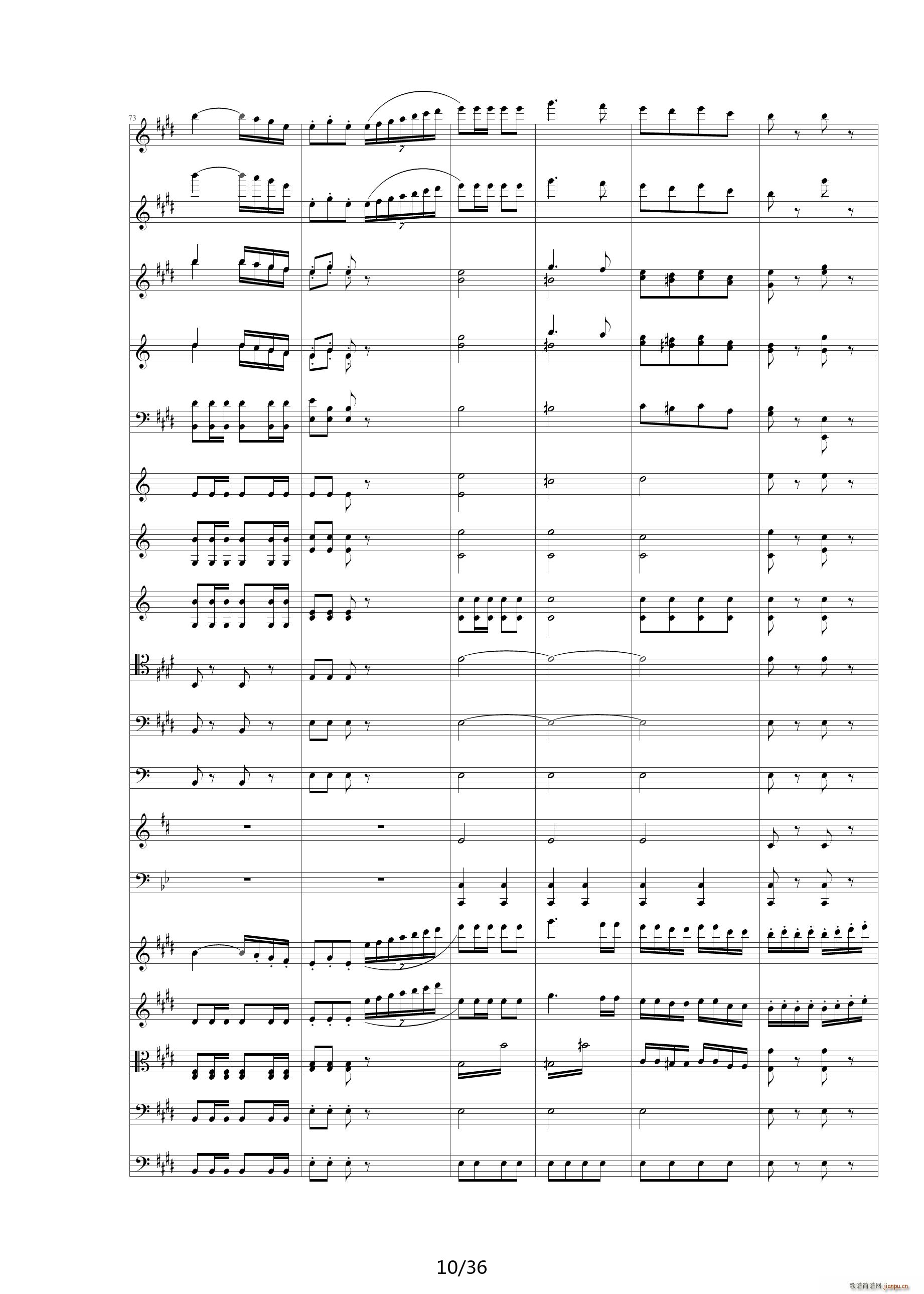 威廉退尔序曲原版扒谱 E调10