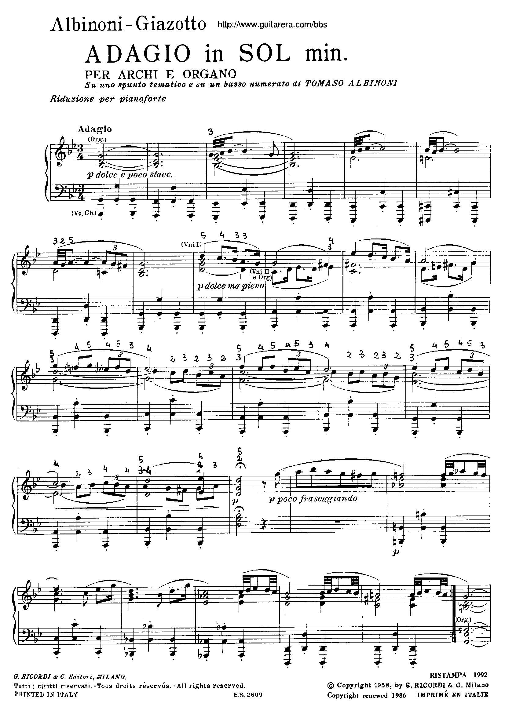 Adagio in G minor(g小调柔板)1