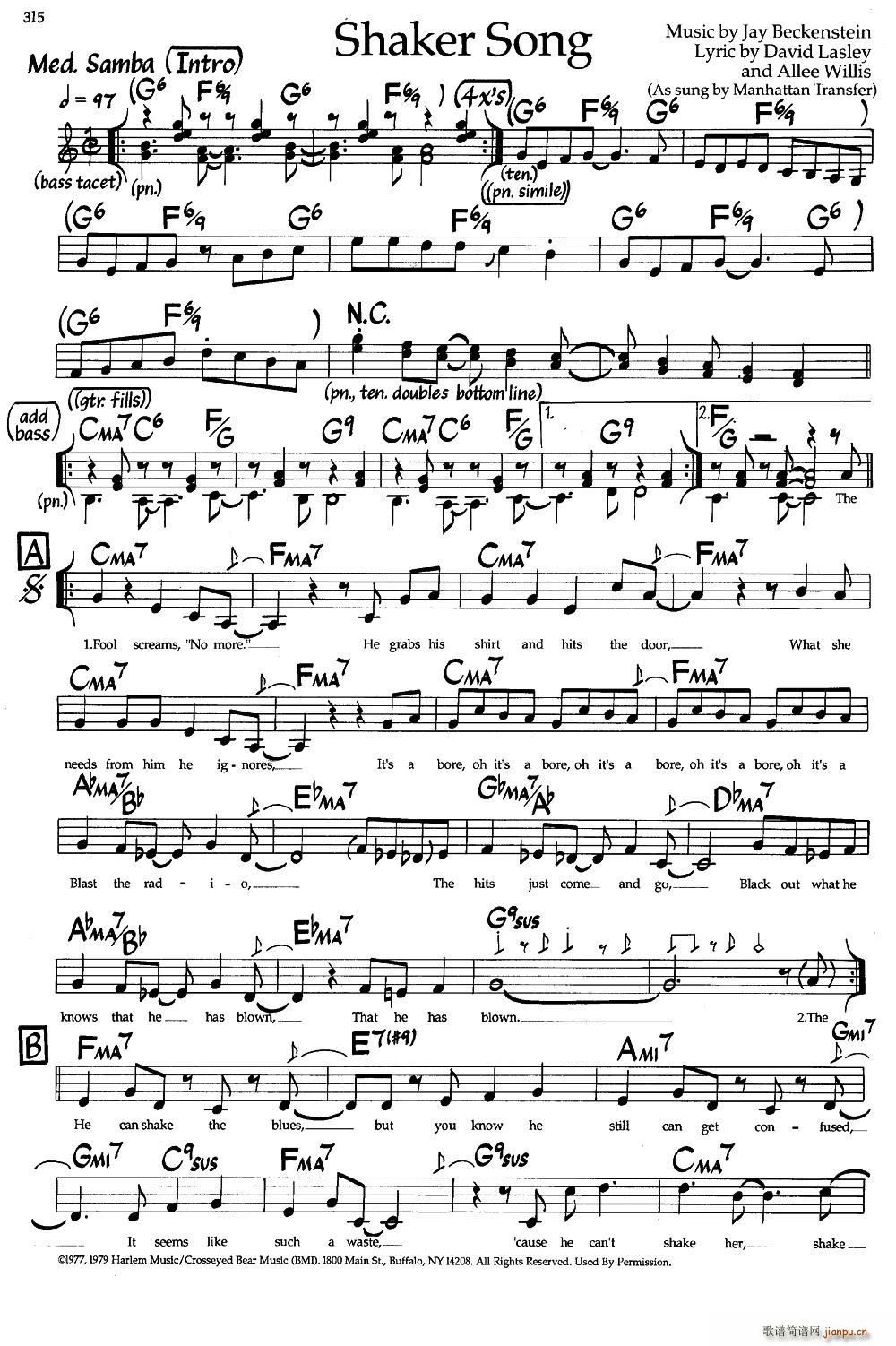 Shaker Song(爵士钢琴曲)1