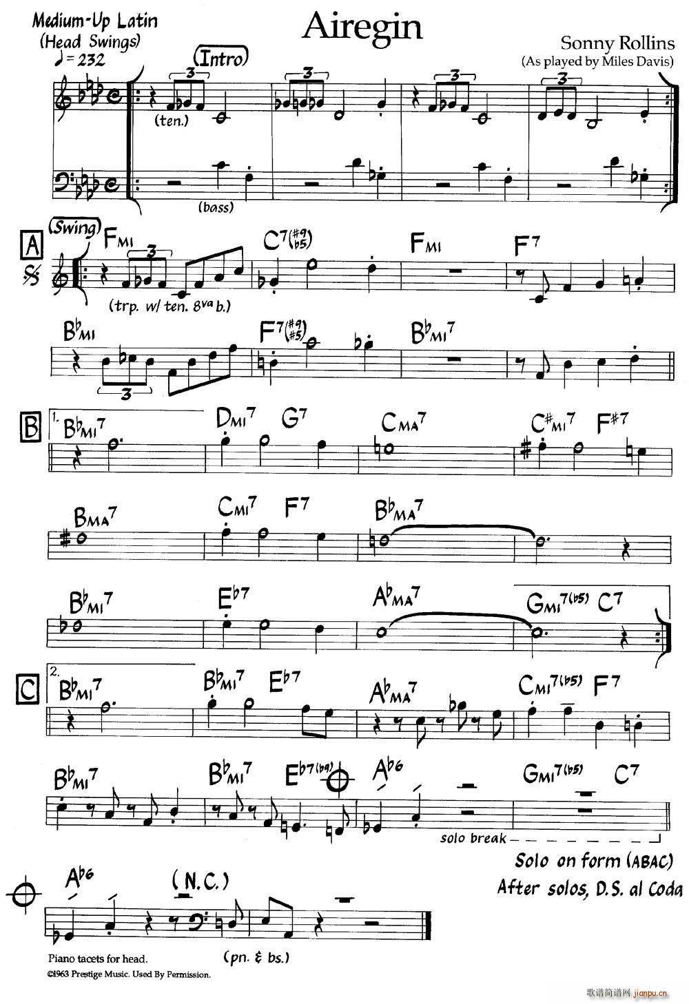 Airegin(爵士钢琴曲)1