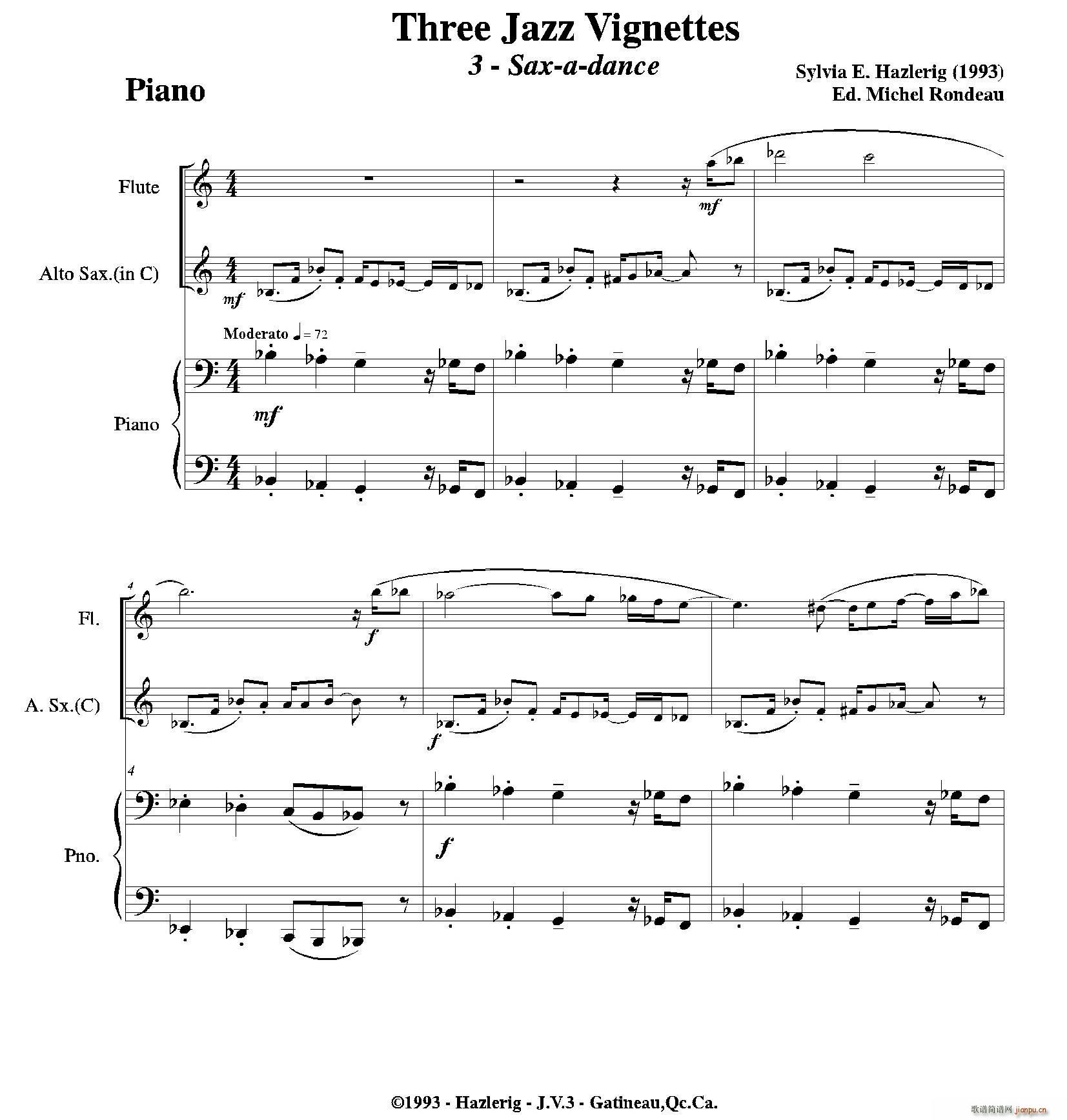 Three jazz vignettes(第三乐章)(三重奏钢琴分谱)_爵士管乐团1