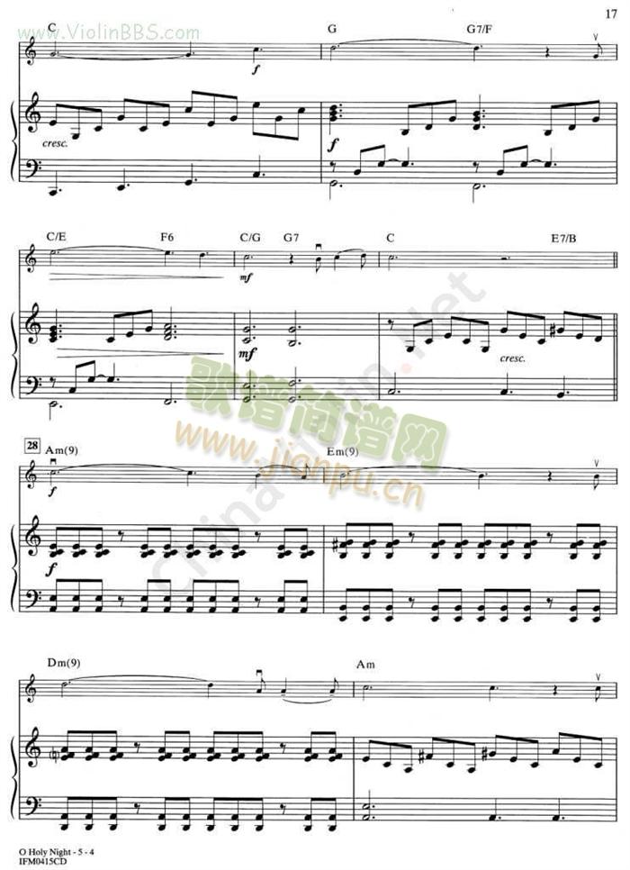 3.O HOLY NIGHT 钢琴伴奏谱4