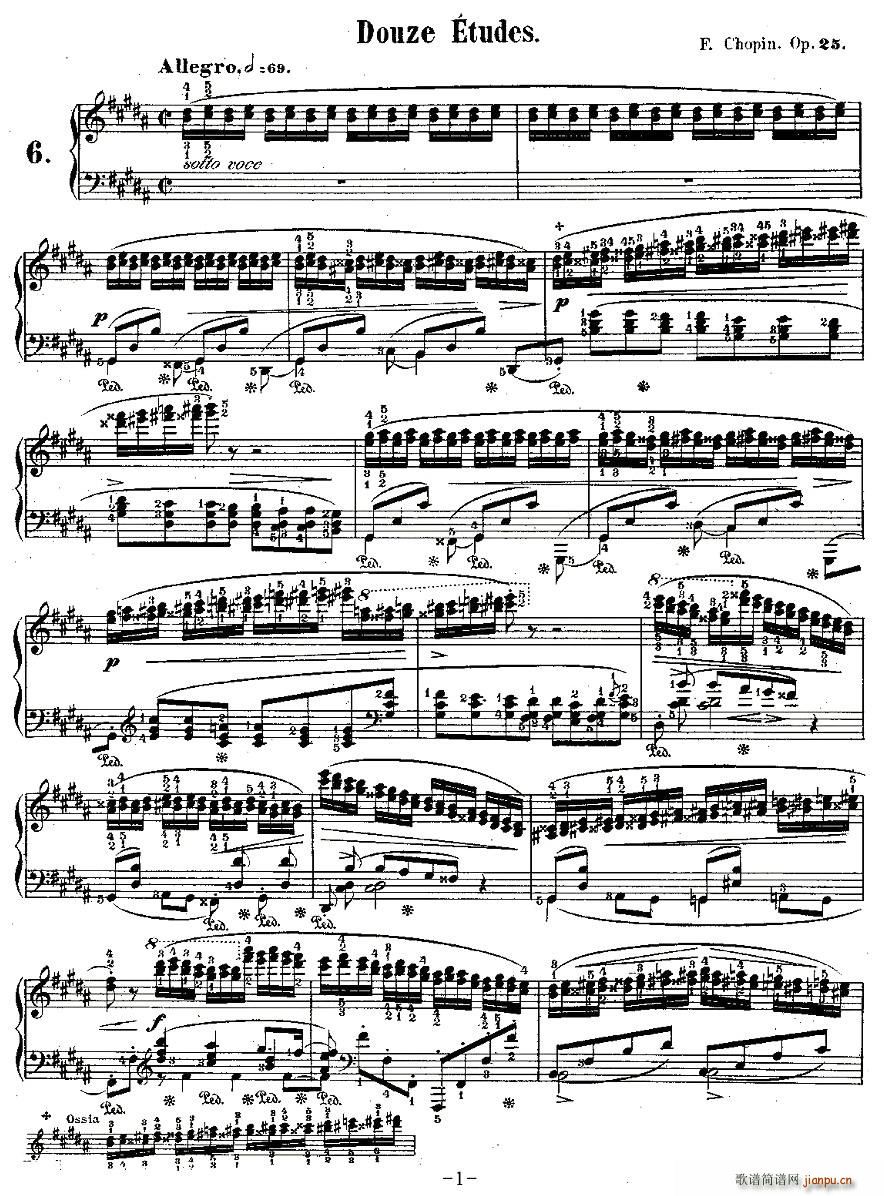 肖邦钢琴练习曲，Op.25之六1