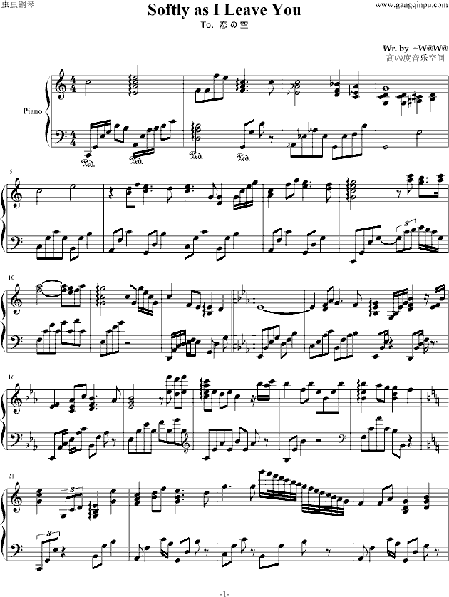 Softly as I Leave You-钢琴谱(钢琴曲)-Danny Wright1