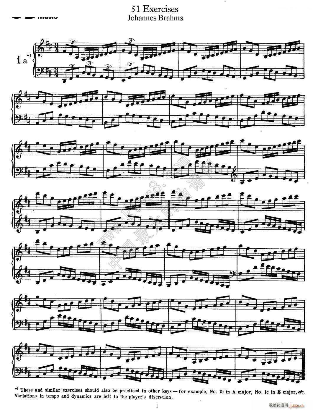勃拉姆斯51首练习曲（1―5）1