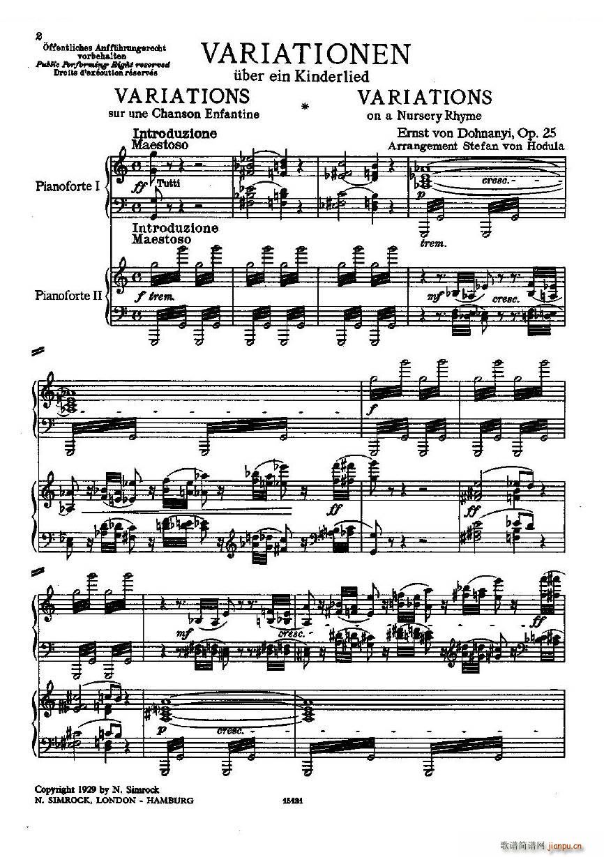 Dohnanyi Variations Nursery Rhyme Op25（一）2