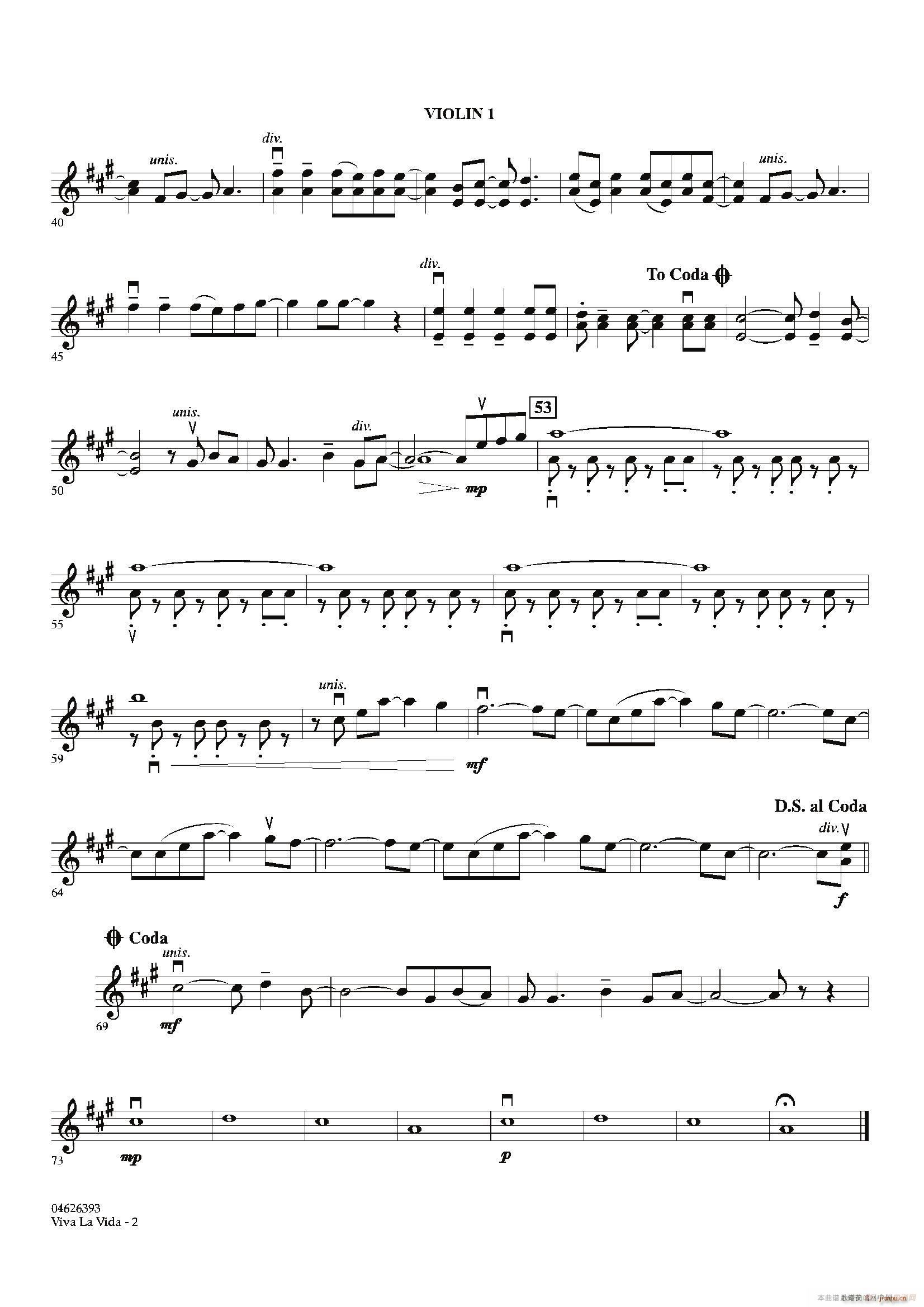 VIVA LA VIDA(第一小提琴分谱)2