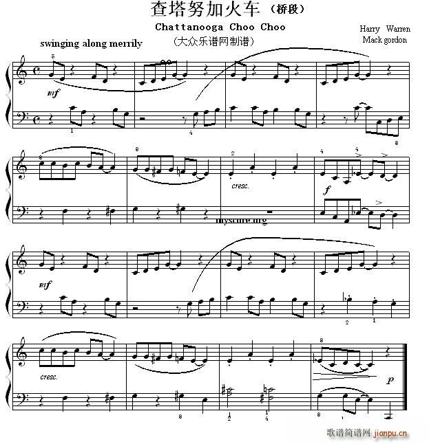 考级初级曲目 查塔努加火车(Chattanooga Choo Ch00)(桥段)1