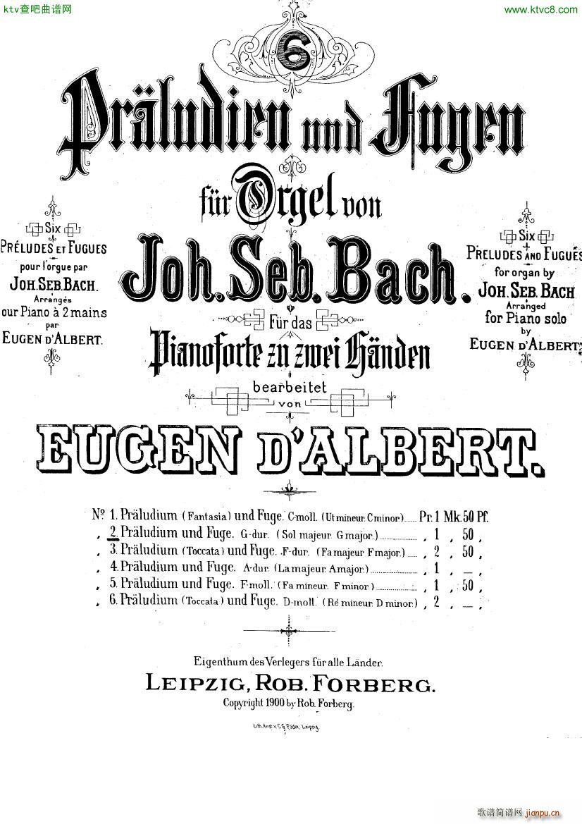 Bach D Albert Prelude and fugue in g major1