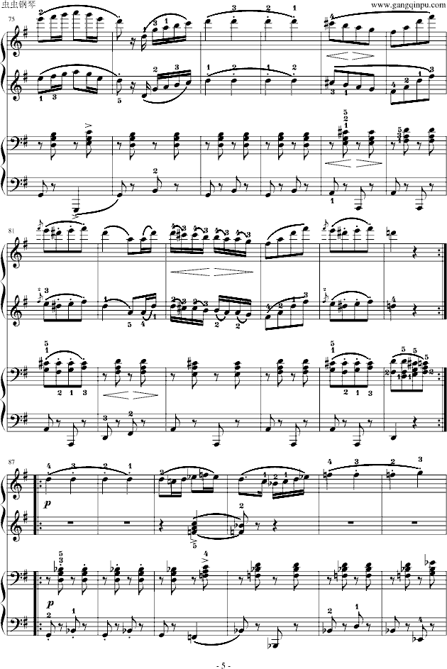 军队进行曲(四手联弹)-钢琴谱(钢琴曲)-舒伯特5