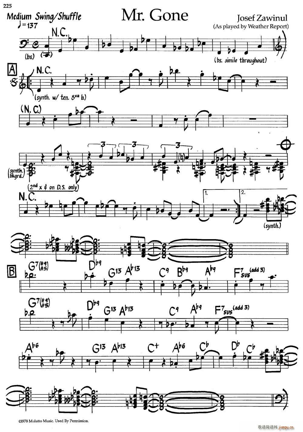 Mr Gone（爵士钢琴曲）1