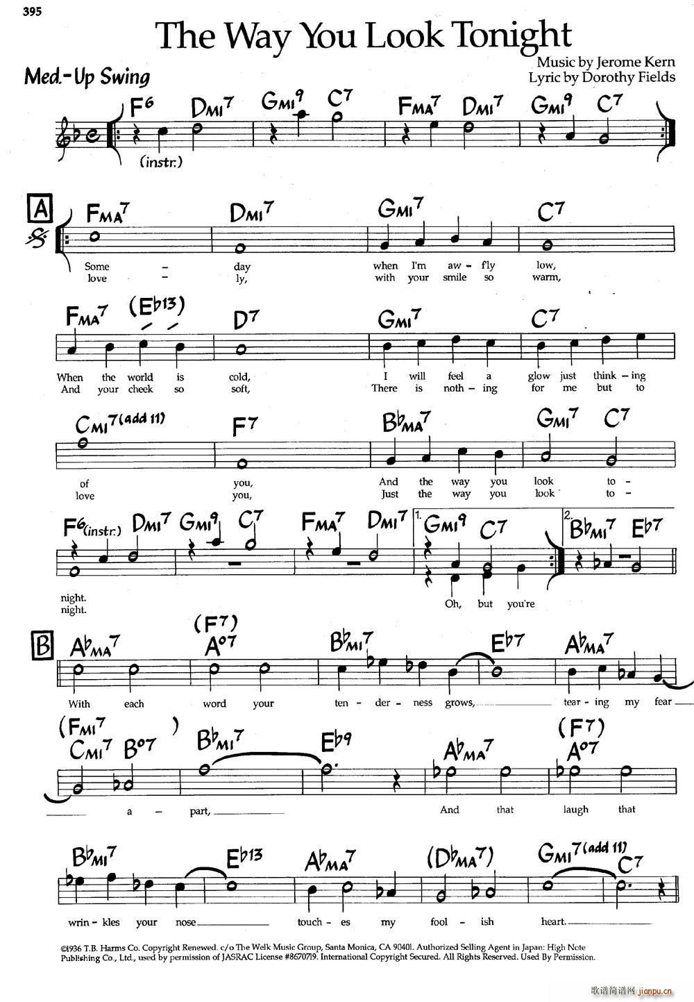The Way You Look Tonight（爵士钢琴曲）1