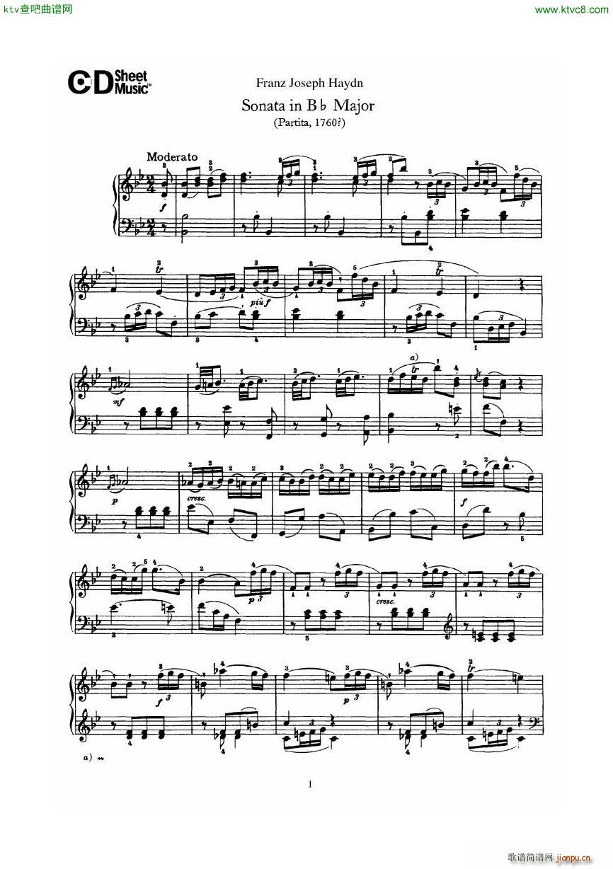 Haydn Joseph Sonata no 2 in Bb Major1