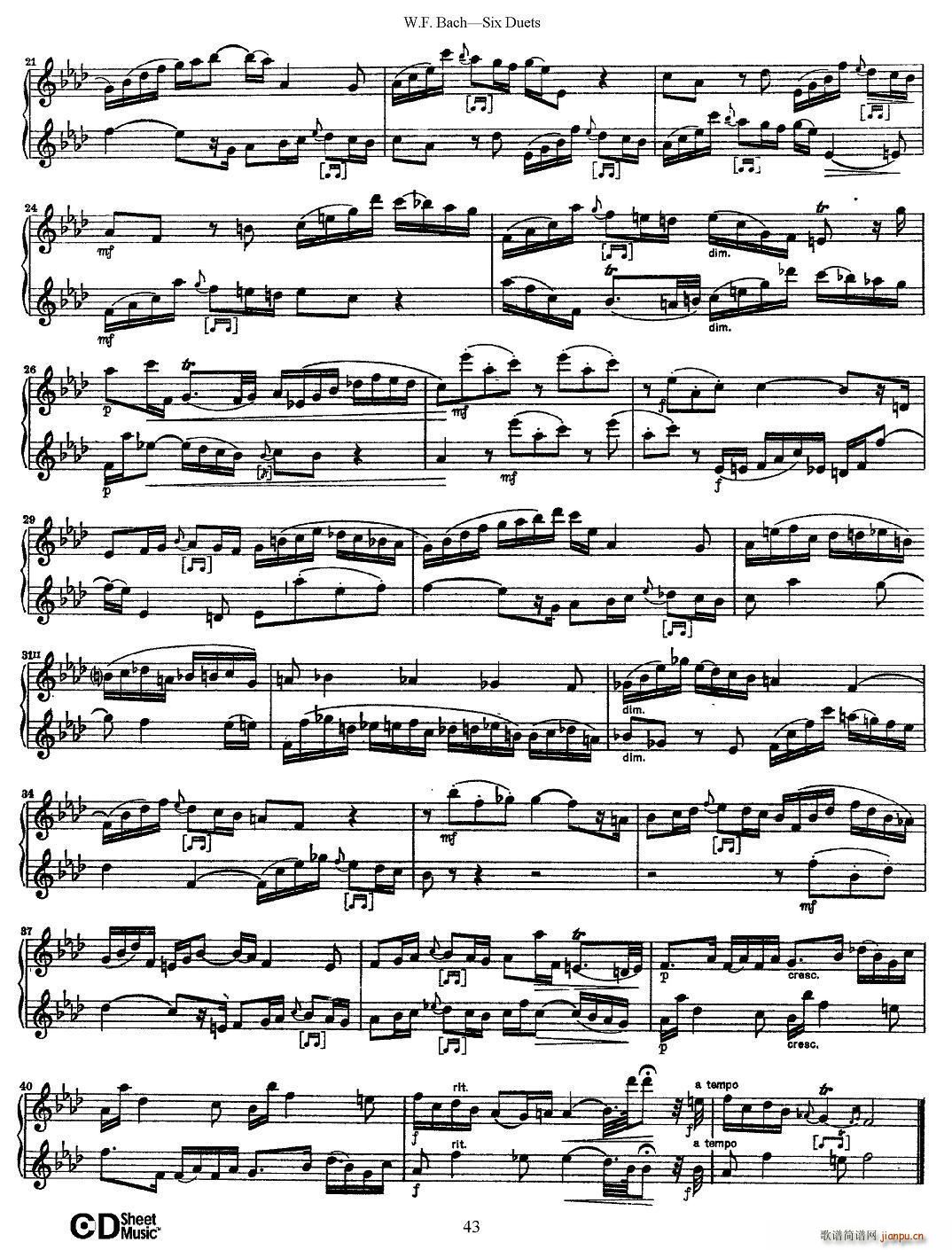 W F 巴赫―六首二重奏练习曲（6）2