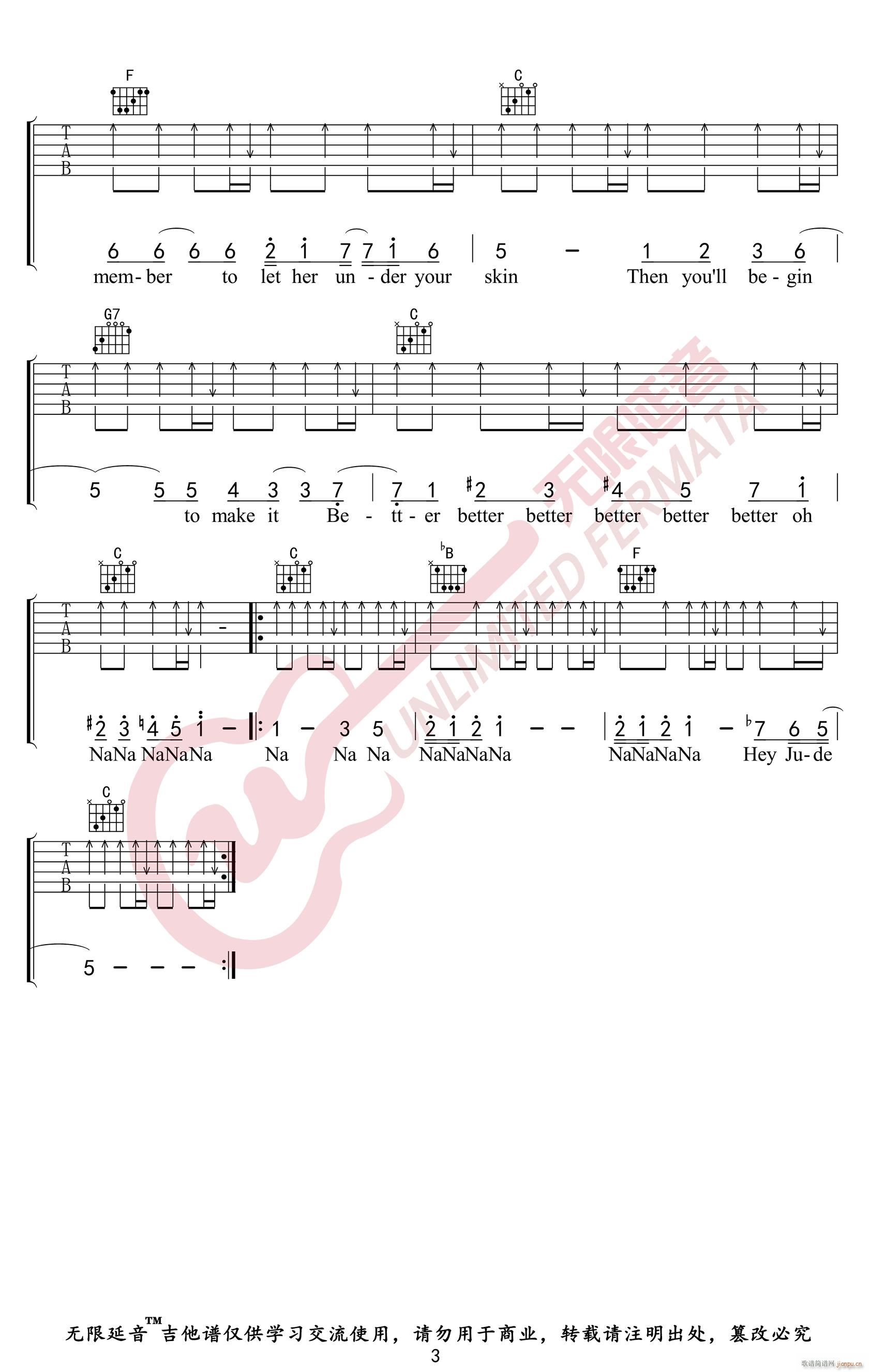 Hey-Jude （ C调指法编配）_The Beatles3