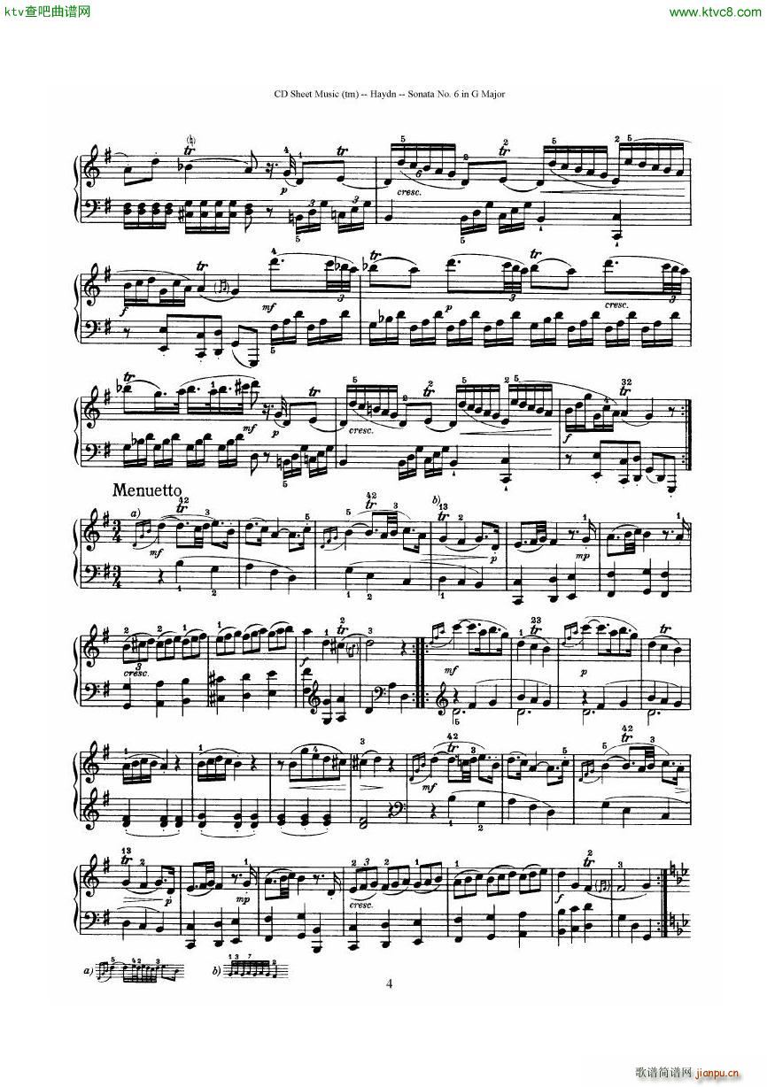 Haydn Joseph Sonata no 6 in G Major4