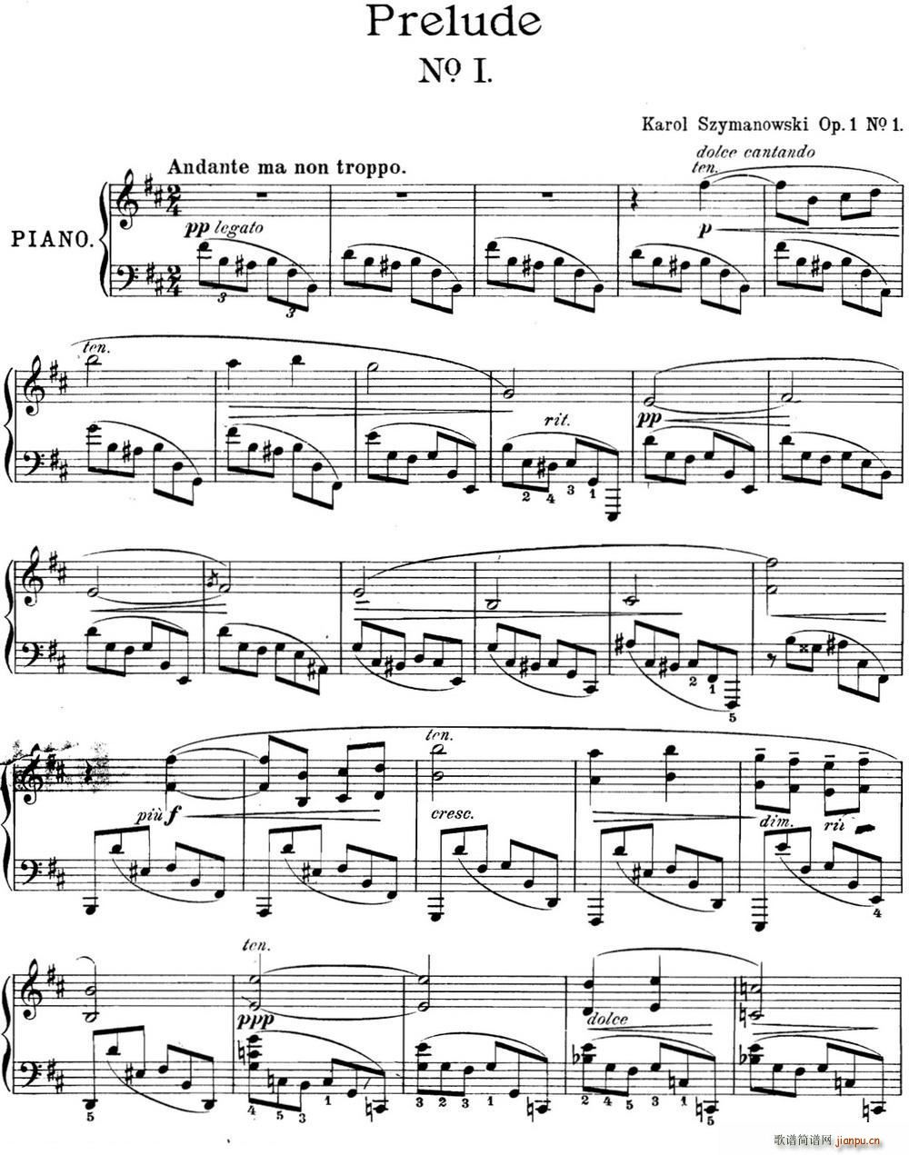 希曼诺夫斯基 9首钢琴前奏曲 Op 1 No 11