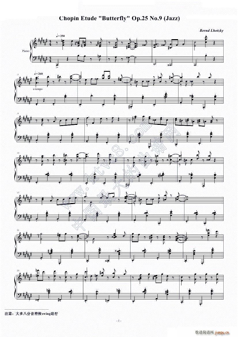 爵士肖邦练习曲-蝴蝶 Op 25 No 9_Bernd Lhotzky1