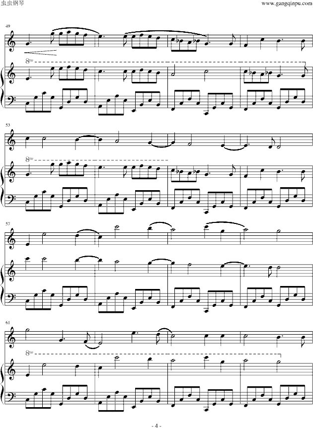 卡农小提琴+钢琴版（动画《金色琴弦》）-钢琴谱(钢琴曲)-帕赫贝尔-Pachelbel4