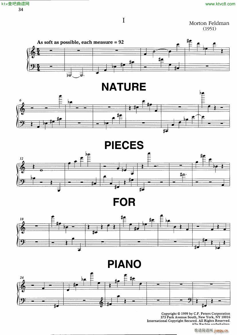 Feldman Nature Pieces for Piano1
