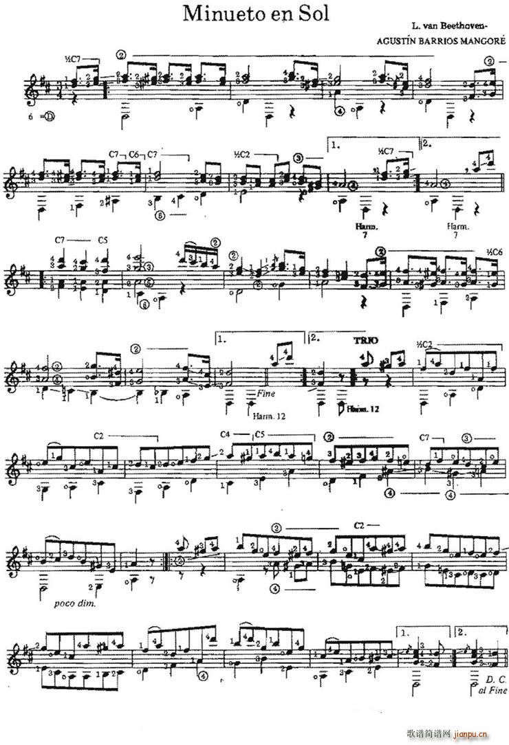 Minueto en Sol（古典吉他）1