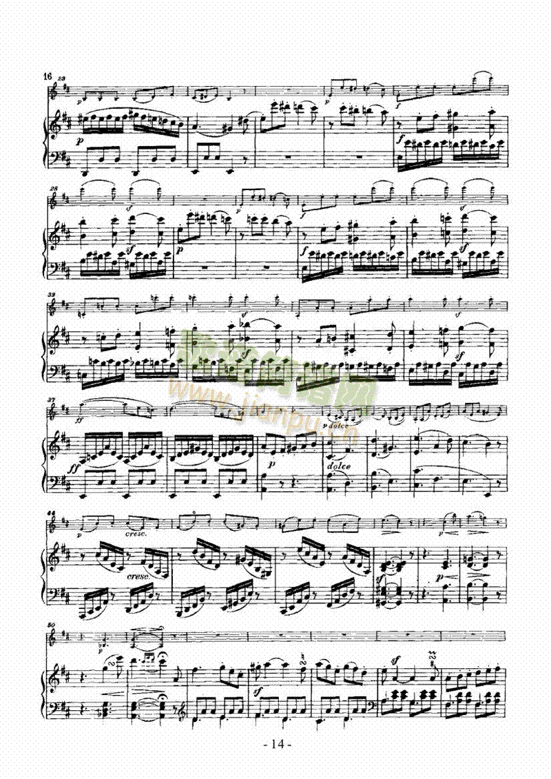 奏鸣曲D大调 歌曲类 钢琴伴奏谱14