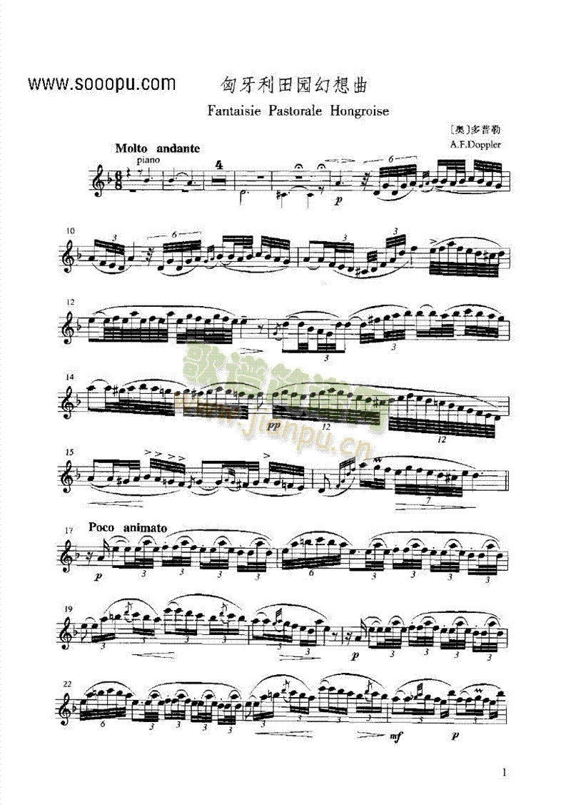 匈牙利田园幻想曲 管乐类 长笛1