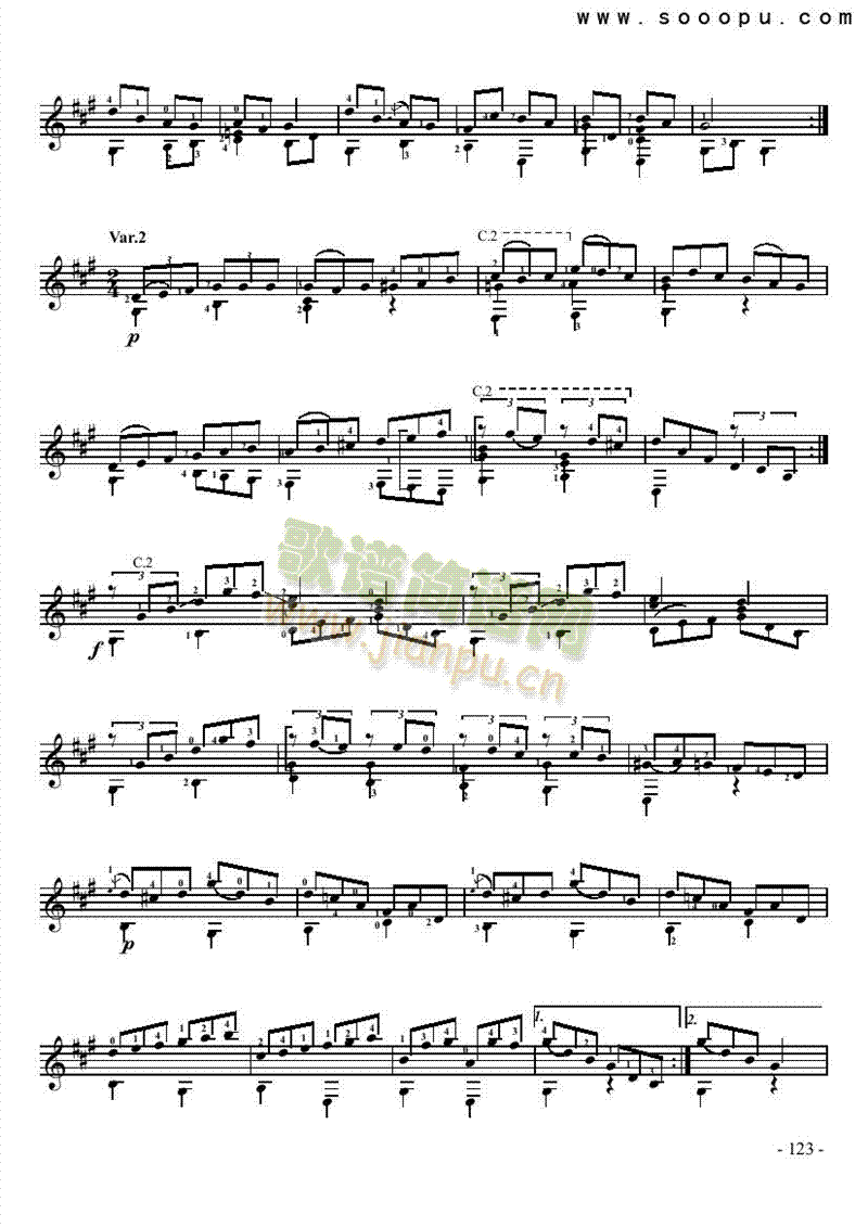 亨德尔主题变奏曲―独奏 吉他类 古典2
