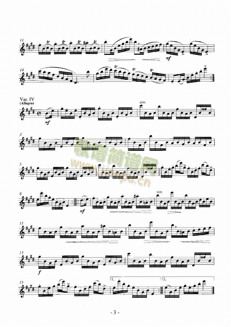 罗西尼主题变奏曲 管乐类 长笛3