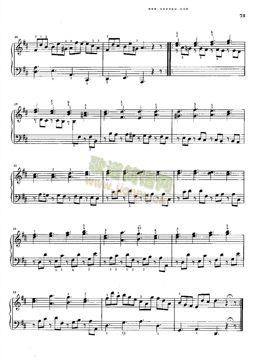 D大调奏鸣曲K415.L.Suppl.11 键盘类 钢琴2