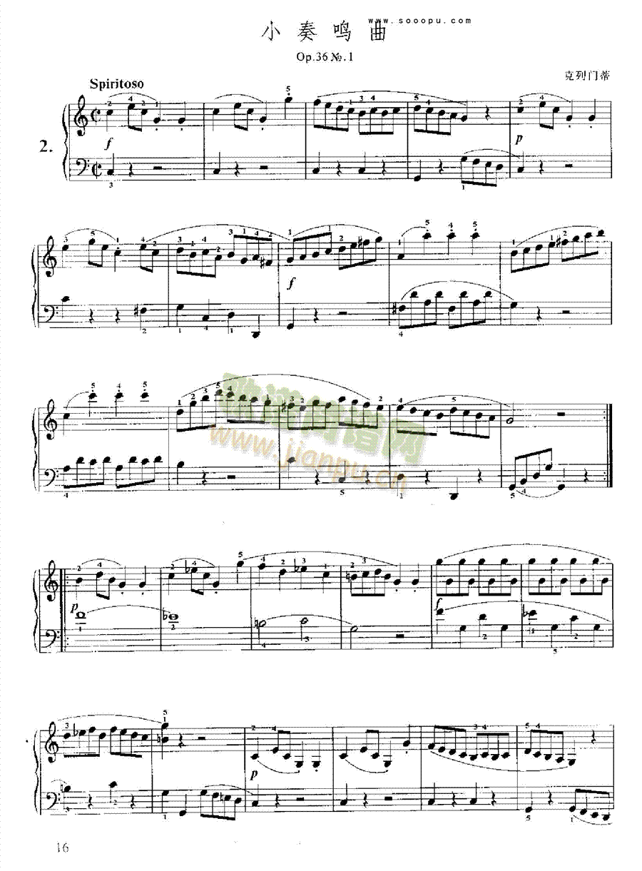 小奏鸣曲(Op.36 No.1) 键盘类 钢琴1